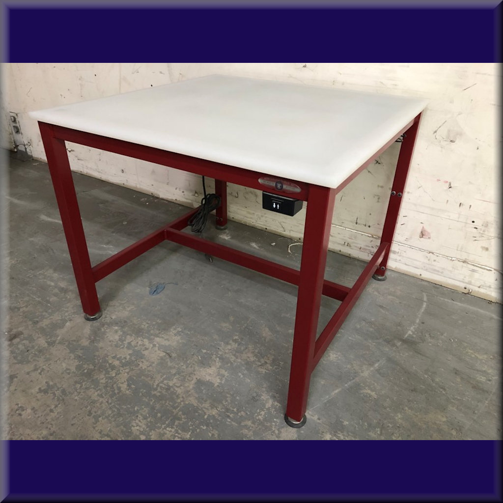 RDM Hydraulic Lift Table - Model A-107P-36X36X30-42H-BURGFRAME-POLYPTOP-QTY1 A-107P-36X36X30-42H